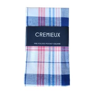 DANIEL CREMIEUX PRE-FOLDED POCKET SQUARES BLUE RED PLAID